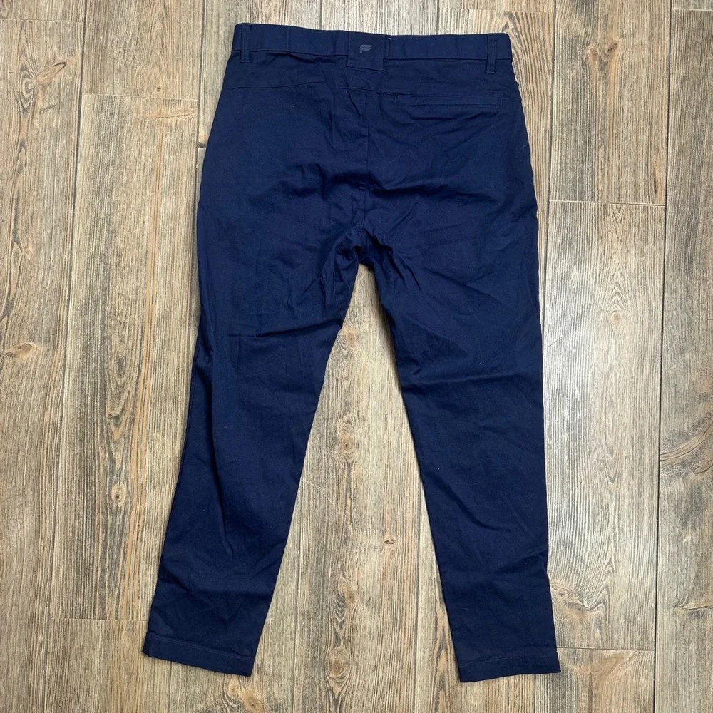 Fabletics High Side Chino Pants Mens 33x27.5 (tag 33x30) Navy Blue Slim Straight